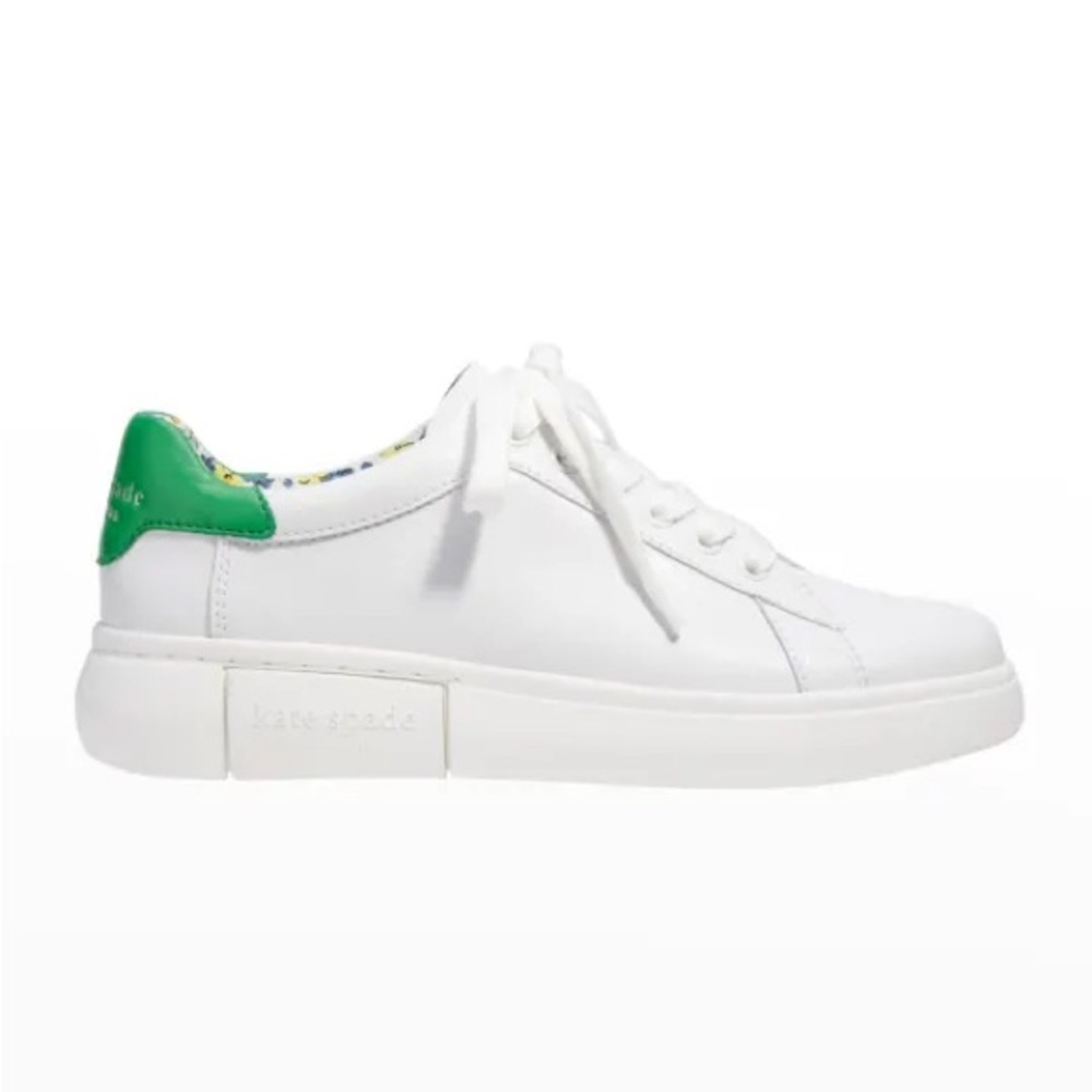 Kate Spade new york lift bicolor white leather court sneakers size 7